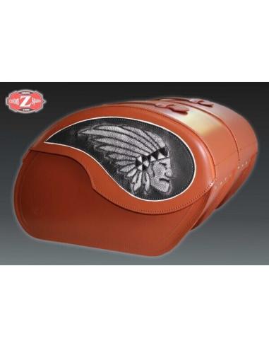 SADDLEBAG DE COURO RÍGIDO VENDETTA CHEFE INDIANO MARRON SEM FECHADORES