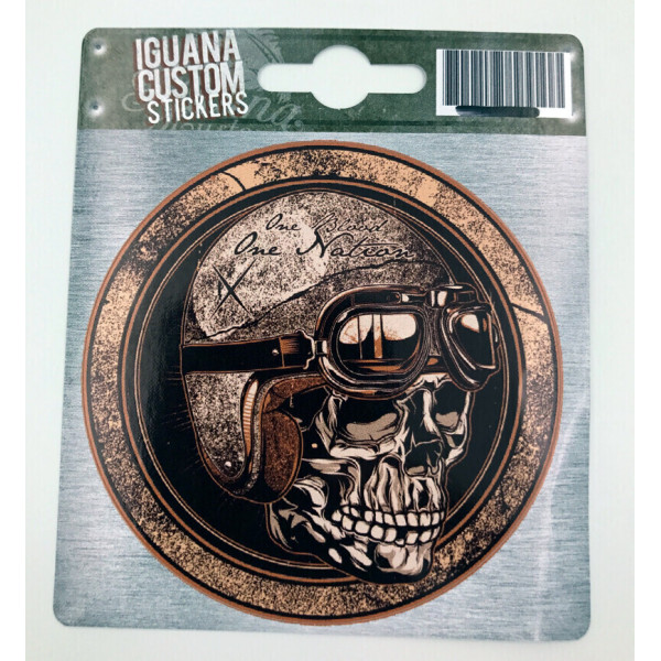 PEGATINA ONE NATION SKULL ROJIZA 75 X 75 MM