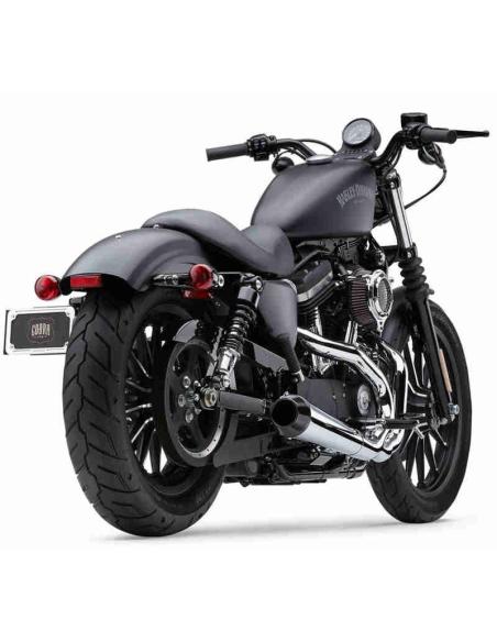 ESCAPE CROMADO/PRETO COBRA 2-1 EL DIABLO HARLEY DAVIDSON SPORTSTER 07-13
