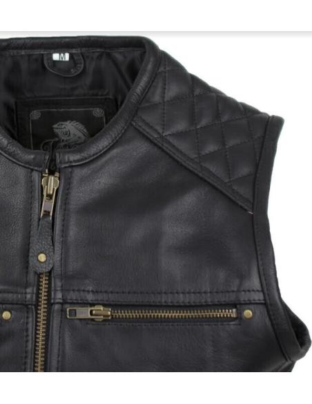 Acquista Gilet "Villain" Pelle Nera di Prima Qualità a Prezzo Scontato
