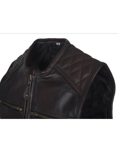 Acquista Gilet "Villain" Pelle Marrone Scuro Di Prima Qualità a Prezzo Scontato
