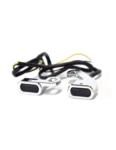 PISCAS DIANTEIROS CROMADOS COM LENTE FUMÊ PARA HARLEY DAVIDSON SOFTAIL 2015-UP