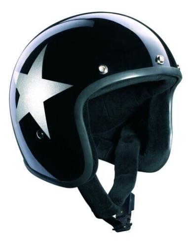 Comprar Casco Bandit Jet Original Negro Brillo Estrella Plata a precio de oferta