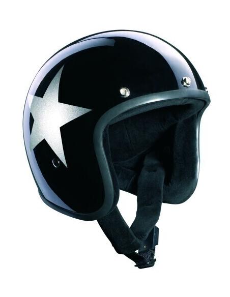 Comprar Casco Bandit Jet Original Negro Brillo Estrella Plata a precio de oferta