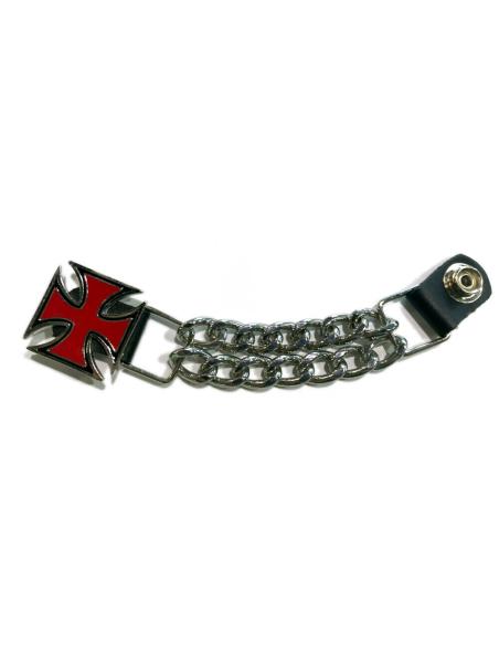 Comprar Extensor De Chaleco Cruz Roja Y Negra Con Cadena Cromada a precio de oferta