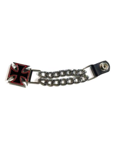 Comprar Extensor De Chaleco Cruz Negra Y Roja Con Cadena Cromada a precio de oferta