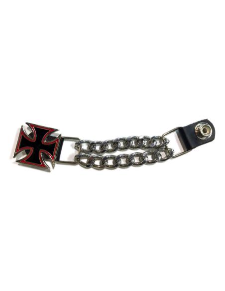 Comprar Extensor De Chaleco Cruz Negra Y Roja Con Cadena Cromada a precio de oferta