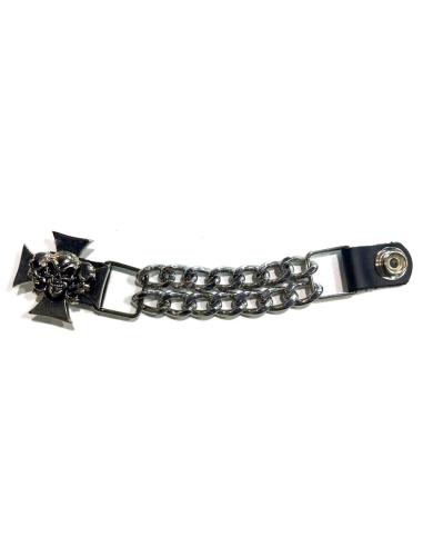 Comprar Extensor De Chaleco Cruz Con 3 Calaveras Con Cadena Cromada a precio de oferta
