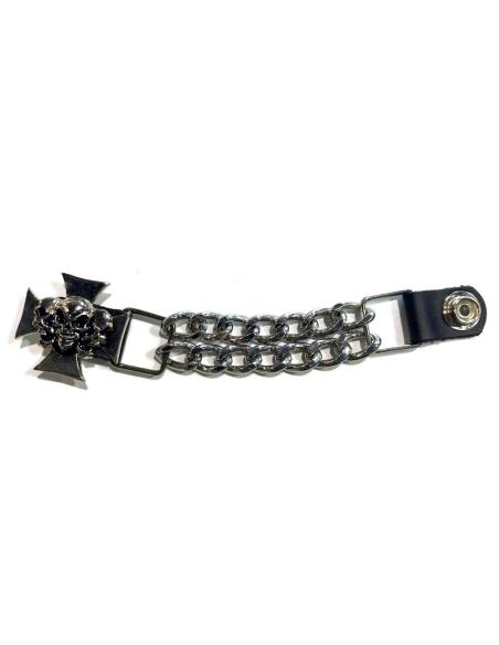 CROSS VEST EXTENDER WITH 3 SKULLS WITH CHROME CHAIN