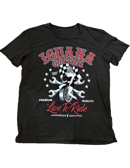 VINTAGE CHUMBO ICC CAVEIRA PINUP CAMISETA DE ALGODÃO ORGÂNICO