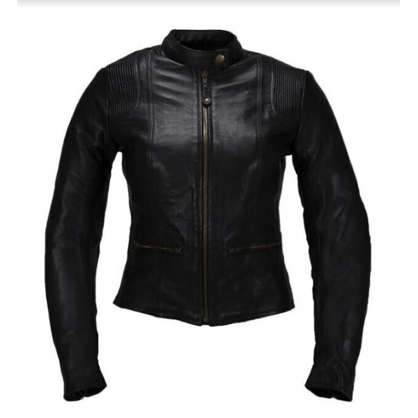 CLASSIC LADY LEATHER JACKET FOR WOMEN WITH CE PROTECTIONS