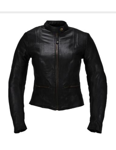 VESTE EN CUIR CLASSIQUE POUR FEMME AVEC PROTECTIONS CE