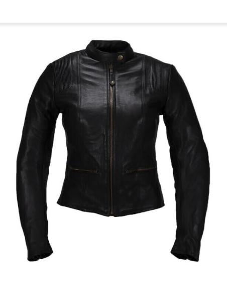 VESTE EN CUIR CLASSIQUE POUR FEMME AVEC PROTECTIONS CE