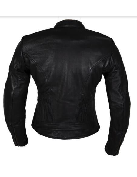 VESTE EN CUIR CLASSIQUE POUR FEMME AVEC PROTECTIONS CE