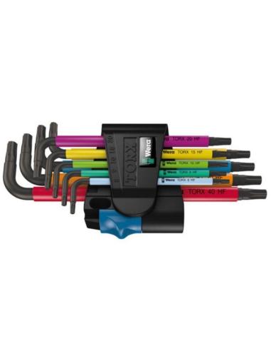 JOGO DE 9 CHAVES TORX EM POLEGADAS WERA COM FUNÇÃO DE RETENÇÃO E ACABAMENTO BLACKLASER