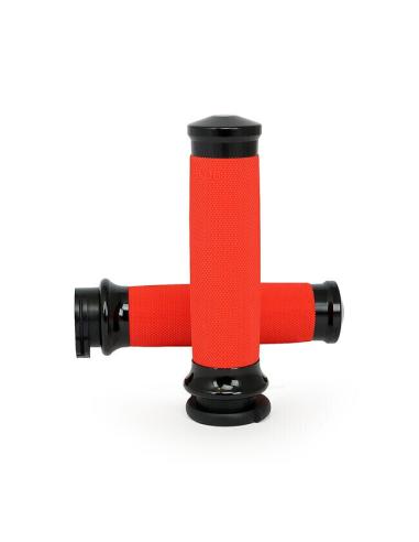 AVON CONTOUR GRIPS NOIR AVEC CAOUTCHOUC ORANGE POUR HARLEY