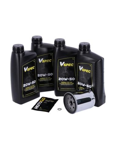 MCS ENGINE OIL SERVICE KIT CHROME - 4L 20W50 MINERAL