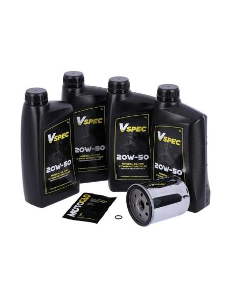 KIT DE SERVICE D'HUILE MOTEUR MCS CHROMÉ - 4L 20W50 MINÉRAL