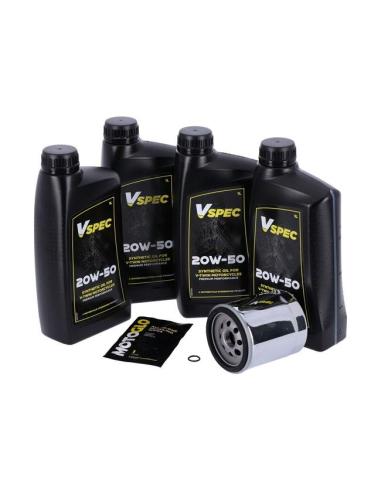 KIT CAMBIO ACEITE 20W50 SINTETICO CON FILTRO CROMADO HARLEY DAVIDSON TOURING 99-16