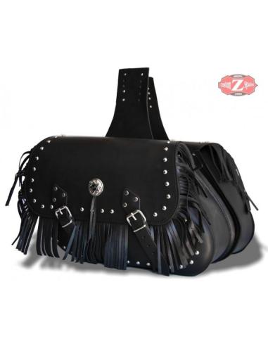 SACOCHE EN CUIR TORELO NOIR AVEC FRANGES