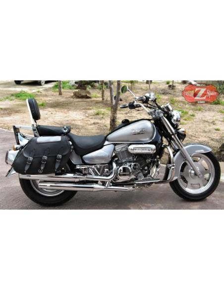 Comprar Alforjas De Cuero Ikaro Celtic Bicolor Blanco Y Negro a precio de oferta