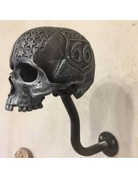 ROUTE 66 SKULL HELMET HOLDER AGED PLANT
