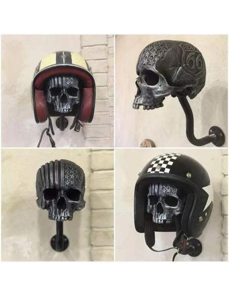 ROUTE 66 SKULL HELMET HOLDER AGED PLANT