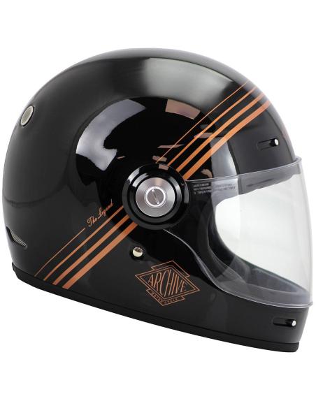 Capacete Integral Archive Vintage The Legend Preto E Dourado
