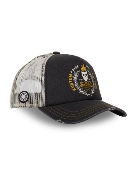 CASQUETTE VON DUTCH NOIRE TRUCKER SNAPBACK EFFET VIEILLI CREW