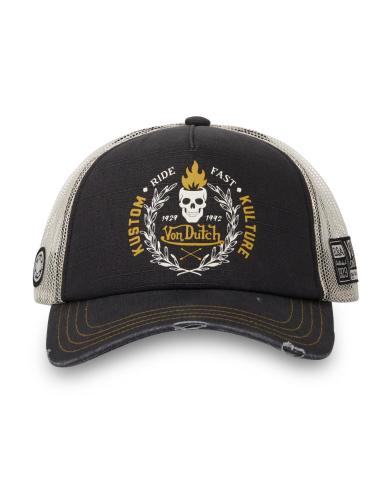 CASQUETTE VON DUTCH NOIRE TRUCKER SNAPBACK EFFET VIEILLI CREW