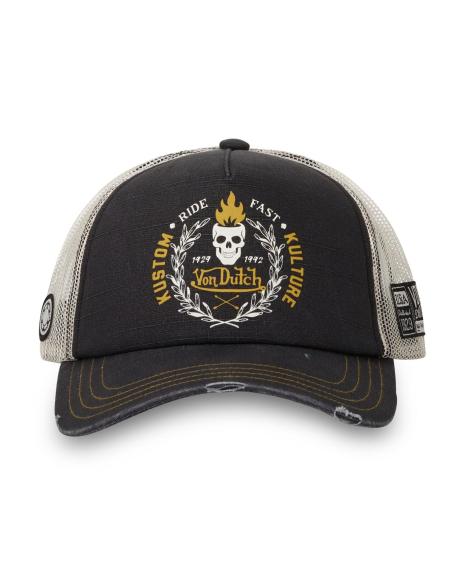 CASQUETTE VON DUTCH NOIRE TRUCKER SNAPBACK EFFET VIEILLI CREW