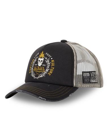VON DUTCH BLACK TRUCKER SNAPBACK WORN EFFECT CREW CAP
