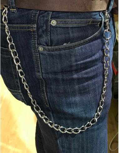 Medium Wide Chrome Plated Wallet Chain 60 Cm