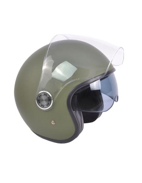 Acquista Casco Jet The City Verde Opaco con Visiera e Visor Solare By City a Prezzo Scontato