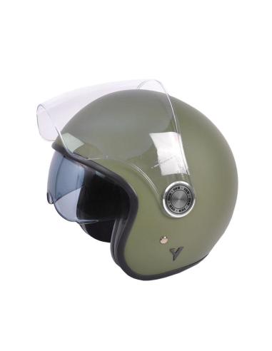 Acquista Casco Jet The City Verde Opaco con Visiera e Visor Solare By City a Prezzo Scontato