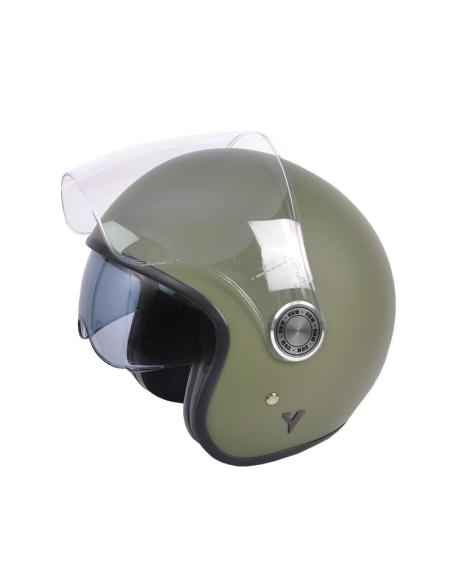 Acquista Casco Jet The City Verde Opaco con Visiera e Visor Solare By City a Prezzo Scontato