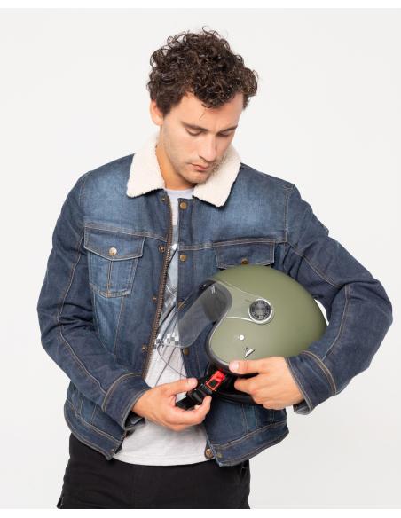 Acquista Casco Jet The City Verde Opaco con Visiera e Visor Solare By City a Prezzo Scontato