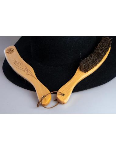 Wooden Engraved Hat Brush for Felt Hats WIKY PEPE HATS
