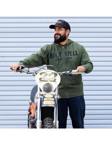 BILTWELL STENCIL ZIP HOODIE VERDE