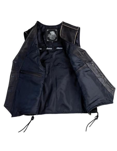 Comprare Gilet Invecchiato In Pelle Di Bufalo Con Lacci Laterali Skull & Bones a prezzo scontato