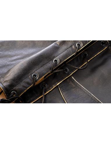 AGED BUFFALO LEATHER VEST WITH SIDE LACES INDIAN CHIEF
