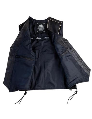 AGED BUFFALO LEATHER VEST WITH SIDE LACES INDIAN CHIEF