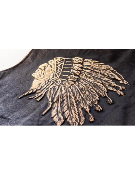 COLETE DE COURO DE BÚFALO ENVELHECIDO COM CORDÕES LATERAIS INDIAN CHIEF