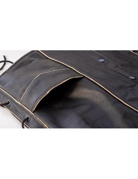 Acquista Gilet Invecchiato In Pelle Di Bufalo Con Laccetti Laterali Eagle Head a Prezzo Scontato
