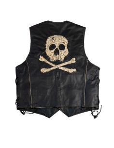 Comprar Chaleco Envejecido De Piel De Búfalo  Con Cordones Laterales Skull & Bones a precio de oferta