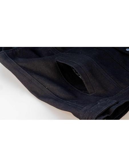 GILET DE MOTARD EN JEAN NOIR AVEC COL BY ICC