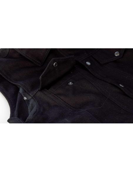 GILET DE MOTARD EN JEAN NOIR AVEC COL BY ICC