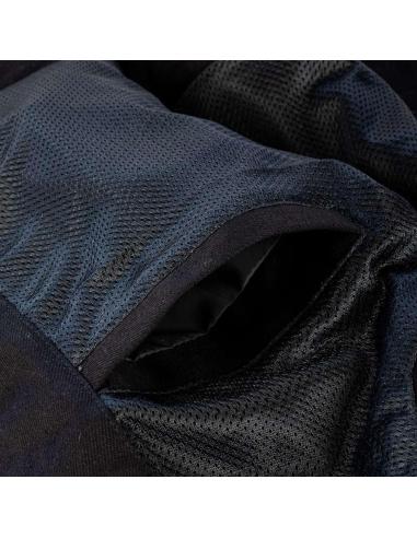 BLACK DENIM MOTORCYCLE VEST WITH COLLAR BY ICC