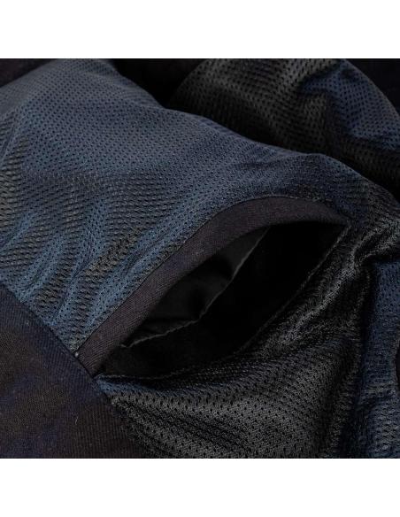 BLACK DENIM MOTORCYCLE VEST WITH COLLAR BY ICC