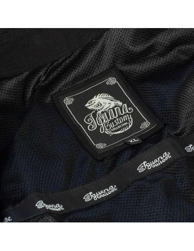 BLACK DENIM MOTORCYCLE VEST WITH COLLAR BY ICC